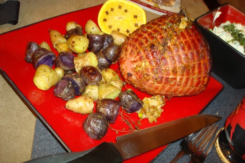New Year's Day: Ham, roast potatoes and ricotta mint peas.